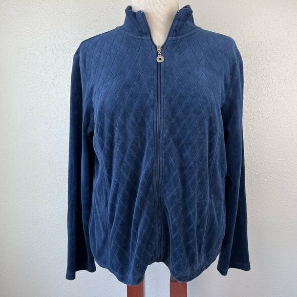 Erika Full Zip Velour Style Jacket Size M EUC - Picture 1 of 7